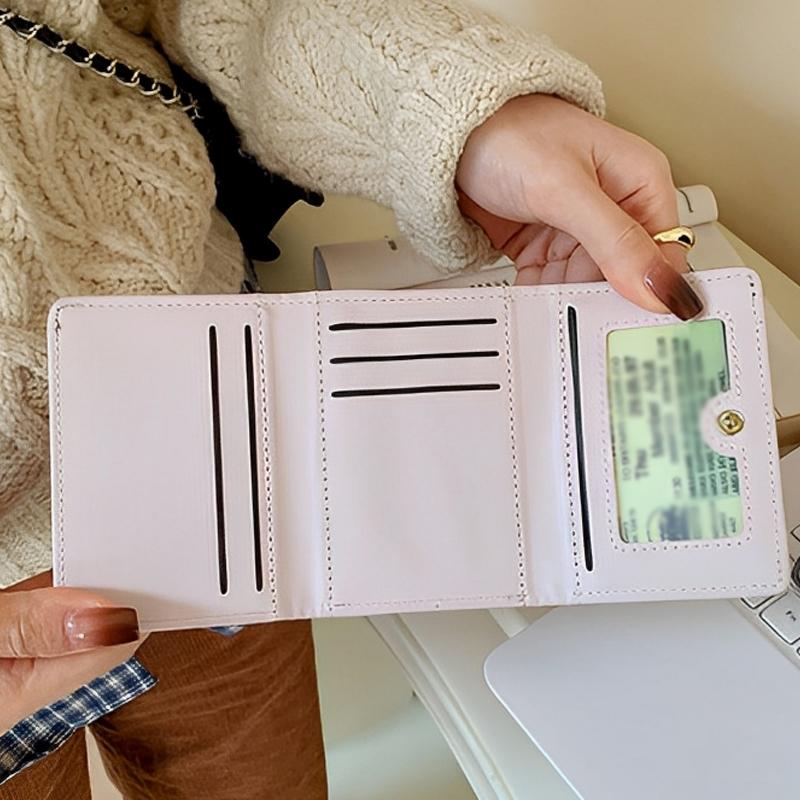 Portable Cartoon Rabbit Purses Carrot Printed Snap Button Lady Short Pu Wallet Waterproof Candy Color Triple Fold Card Bag