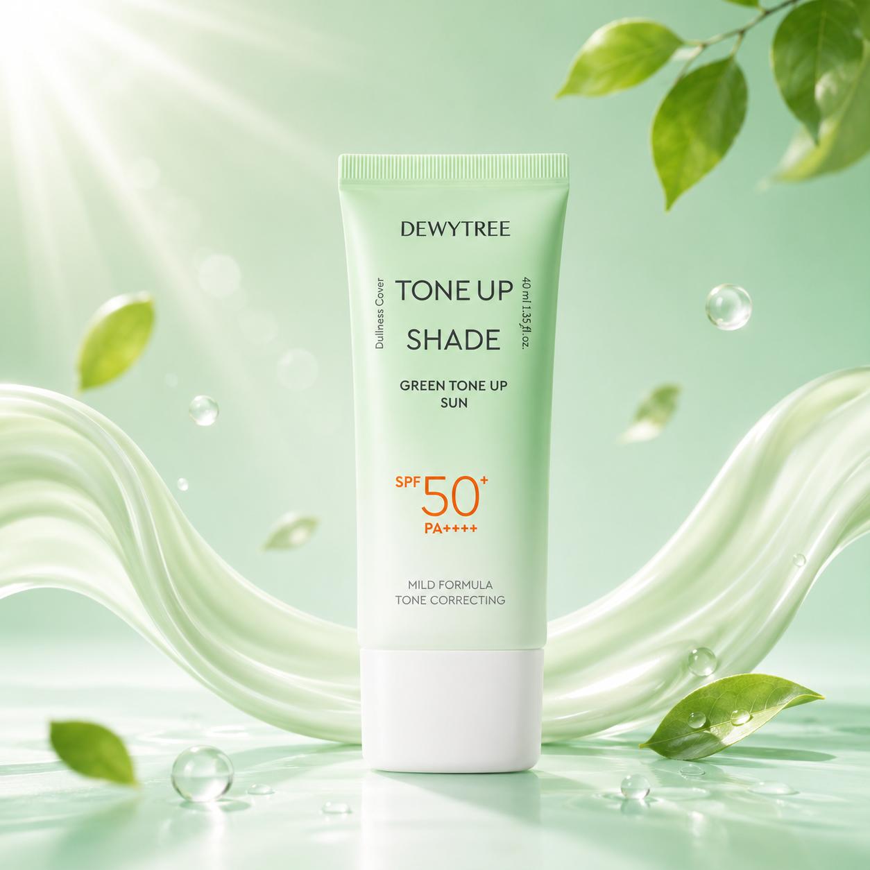 DEWYTREE Tone-Up Shade Зеленый Tone-Up Солнцезащитный крем SPF50+ PA++++ 40 мл – Зеленый Tone-Up Корректирующий УФ-защитный Солнцезащитный крем