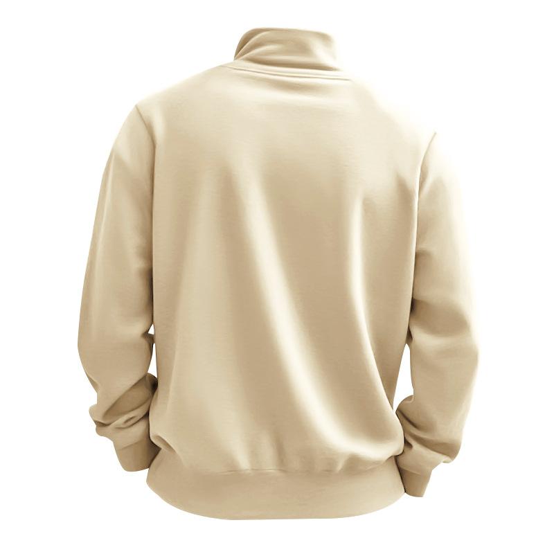 Sweat-shirt décontracté de sport à manches longues et demi-zip pour homme, lourd, doublé polaire, doux pour la peau, chaud, à col montant
