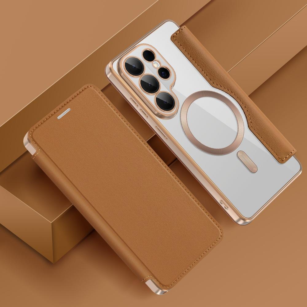 Leather Flip Phone Case for Samsung Galaxy S25 S26 Ultra Plus S25 FE Edge S24 S25 Ultra For Magsafe Card Wallet Mangnet Funda