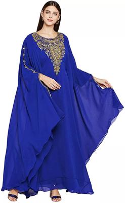 Stilvoller Kaftan Blau Maxi Langes Kleid Farasha Abaya Kleid Marokkanisch Dubai Ausgefallen