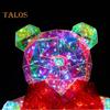 Teddy Bear Night Light Prismatic Iridescent LED Bear Lamp DIY Assembly Colorful Bunny Lamp for Valentine's Day Gift Bedroom Party Decor