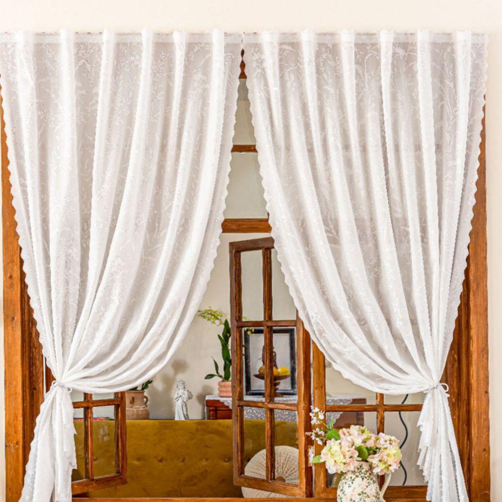 French Lace Embroidered Sheer Curtains Decorative Gauze Curtains 90*100cm
