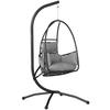 Hanging Egg Chair, Indoor Outdoor Swinging Hammock Chair with Stand, Foldable Basket, Side Pocket, Dark Grey