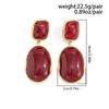 SHIXIN Vintage Red/White Resin Acrylic Oval Pendant Earrings Women Simple Geometry Drop Earrings New Year Jewelry Accessories