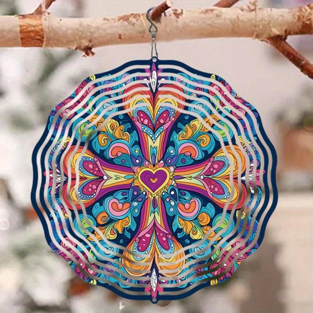 Vintage Metall Windspiel Buntes Kreuzmuster Dynamische Gartenkunst Außendekor Windmühle Skulptur für Zuhause Hof Terrasse