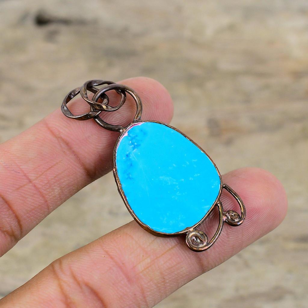 Arizona Turquoise Gemstone Pendant Electroformed Copper Pendant Handmade Pendant Electroformed Jewelry Gift For Her Beautiful Copper Jewelry