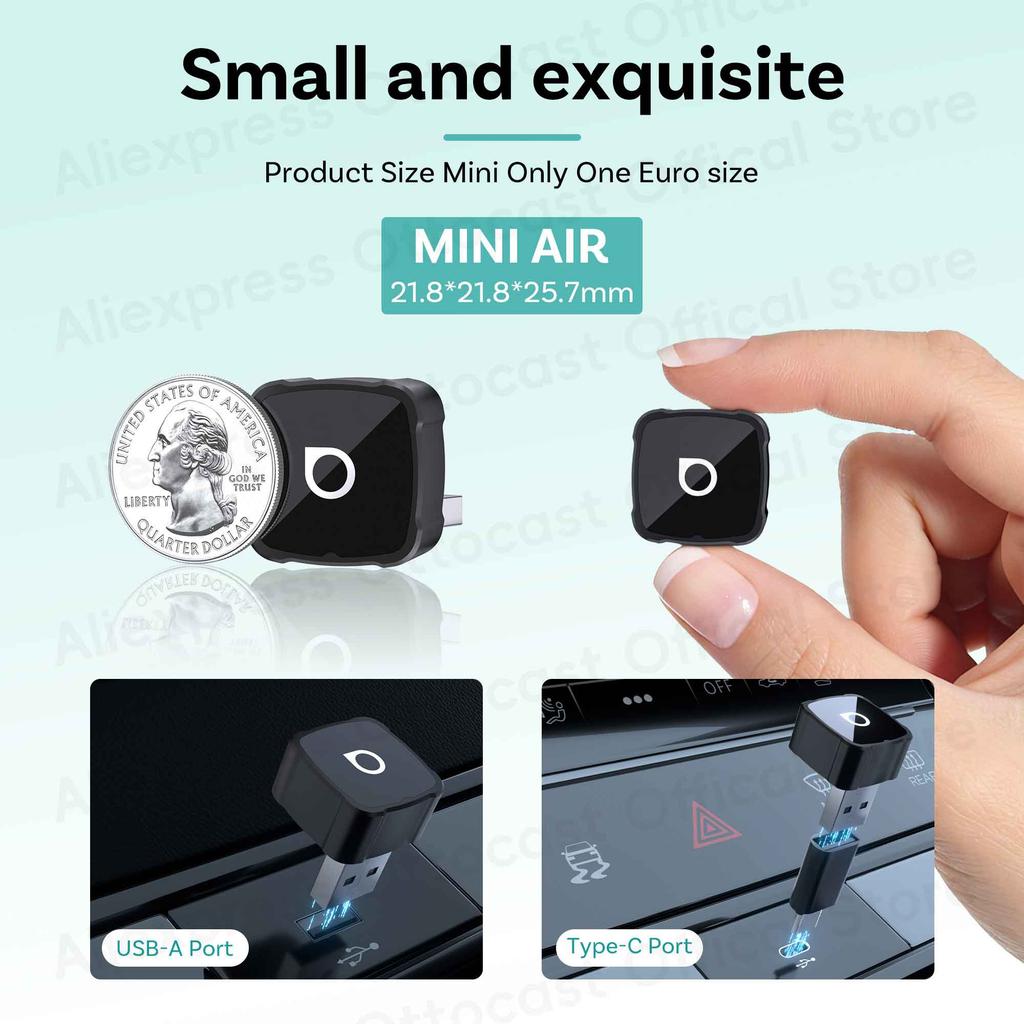 OTTOCAST Express MINI AIR 3 in 1 Cube Adapter 4.0 Wireless CarPlay Android Auto for iOS Screen Mirroring Car Accessories 2026