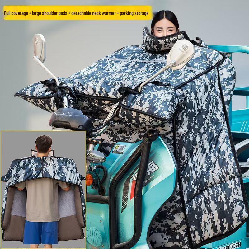 Bardzo gruby aksamitny zimowy ekran na przednią szybę: Wodoodporny/Wiatroodporny na rowery elektryczne i trójkołowe