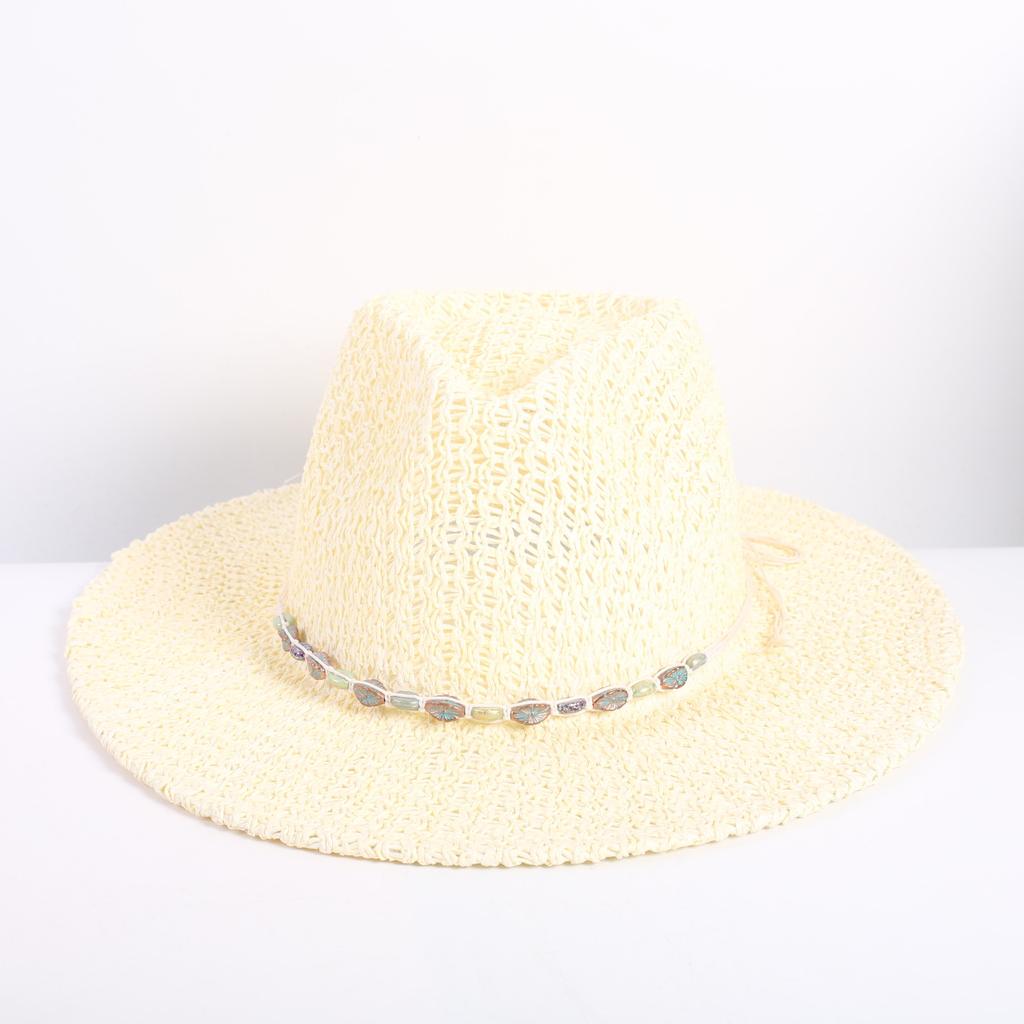 Popolare Cappello di Paglia Classico Western da Cowboy Estivo Vuoto con Ampia Tesa Cappello da Sole Cappello di Paglia Intrecciato a Mano