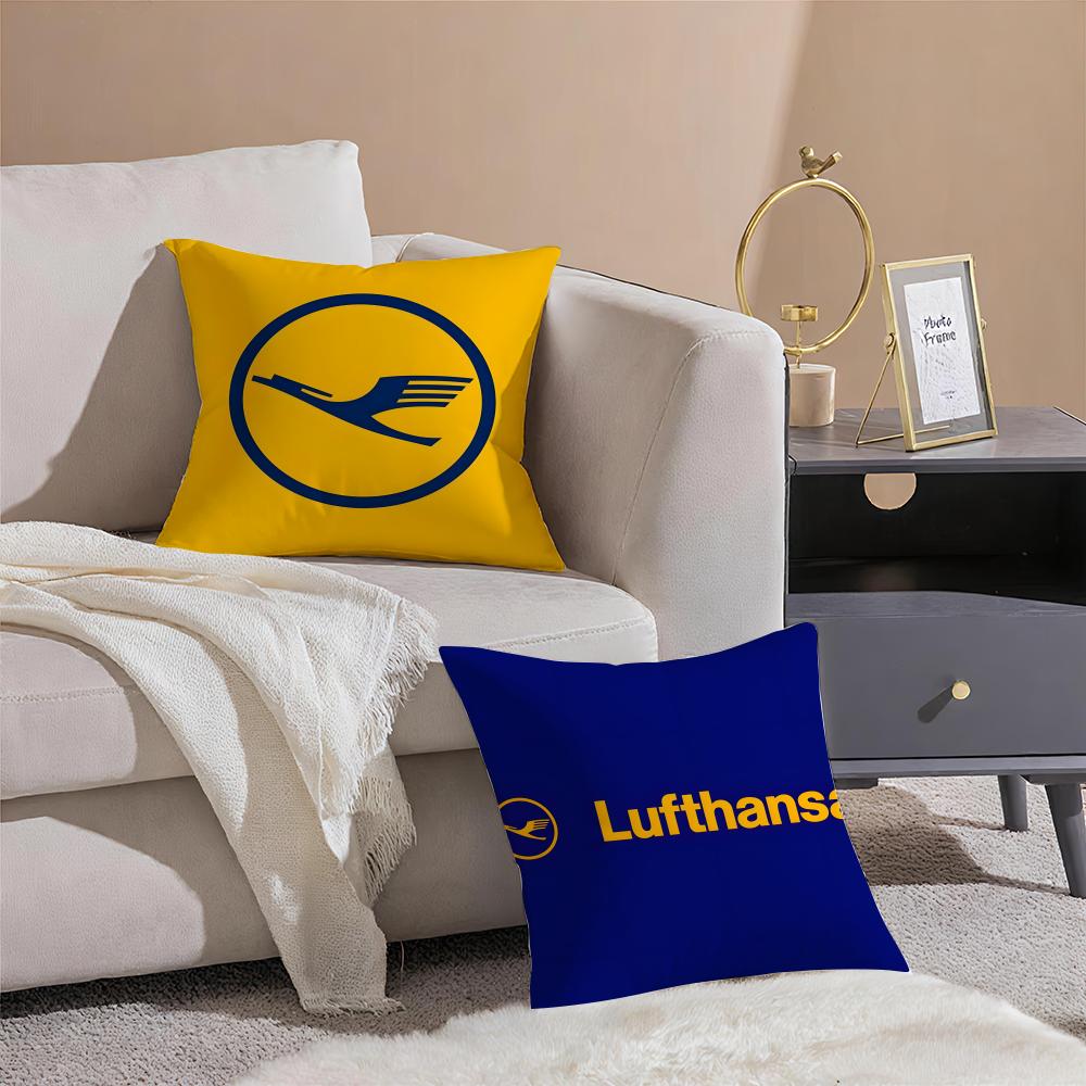 Aviation L-Lufthansa Cushion Cover Breathable Linen Pillowcase Summer Odorless Eco-Friendly Invisible Zipper Washable
