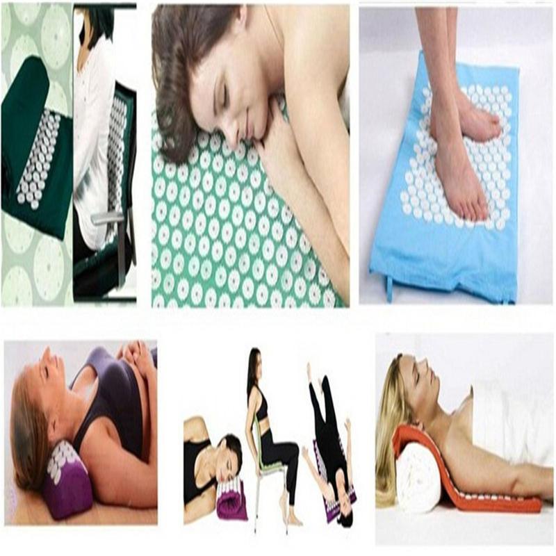 Acupuncture Massager Yoga Mat Pillow Massage Pain Relief Stress Back Pain Spike Acupuncture Mat and Pillow Set with Bag