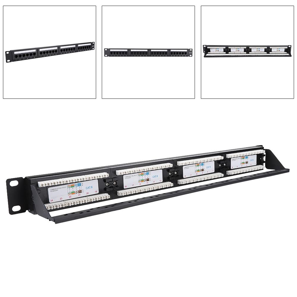 24 Port Mountable Data Patch Panel High Speed CAT6 CAT 6 Network Cable Rack