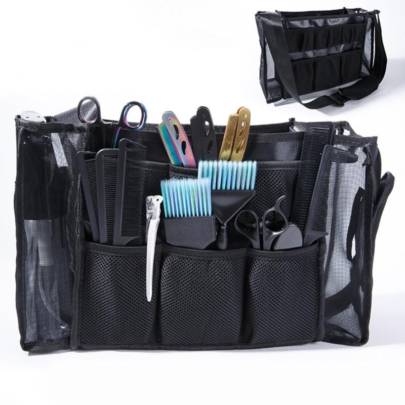 Professional Stylist Storage Bag For Hairdressing Tools Breathable Mesh Zipper Design Heavy Duty Polyester Construction
