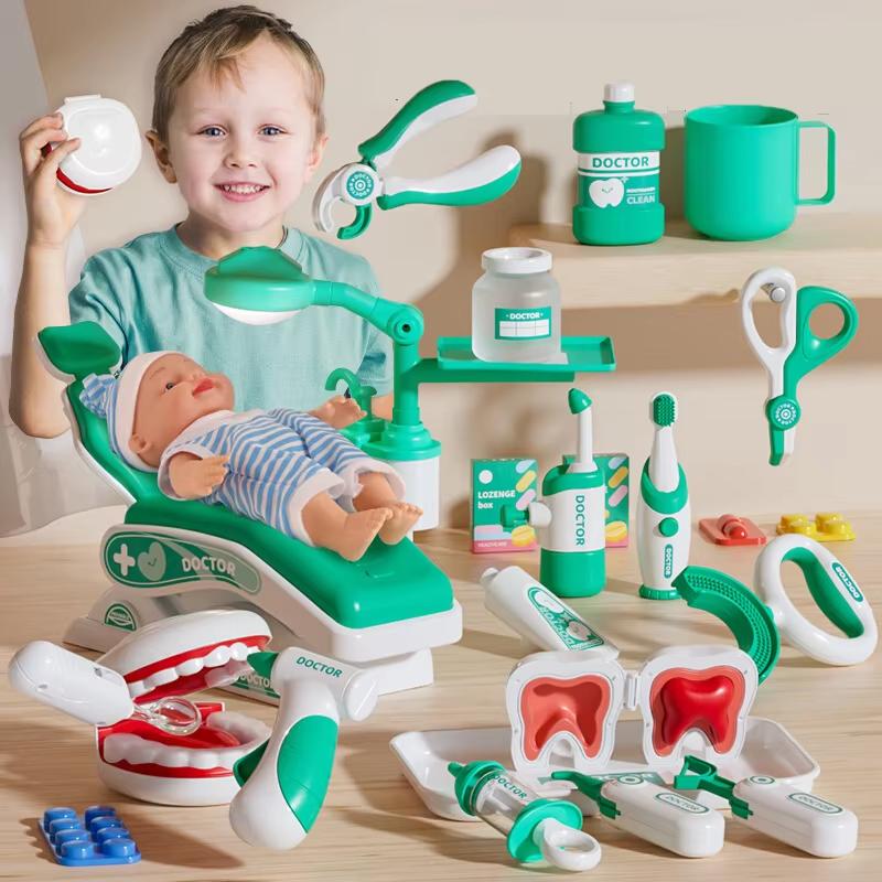 Kids Pretend Dental Play Toys Set Children Doctor Role Playing Accessories Simulated Medical Tool Scene Game Toy