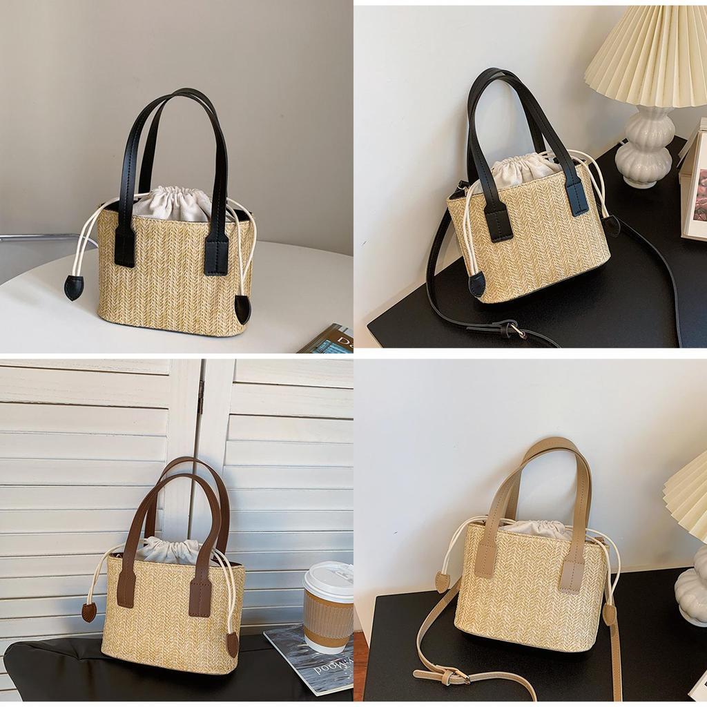 Summer Korean Woven Handbag With Pu Material For Casual Vacation Women