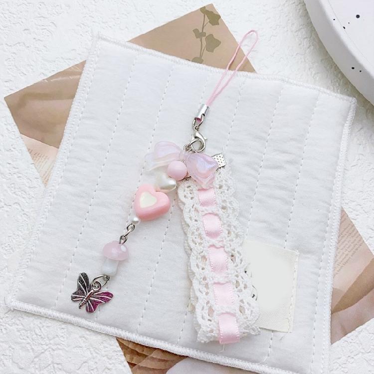 Elegant Beaded Keychain Acrylic Alloy Phone Charm Colorful Keyring Unique Bag Charm Fashionable Key Chain Accessory