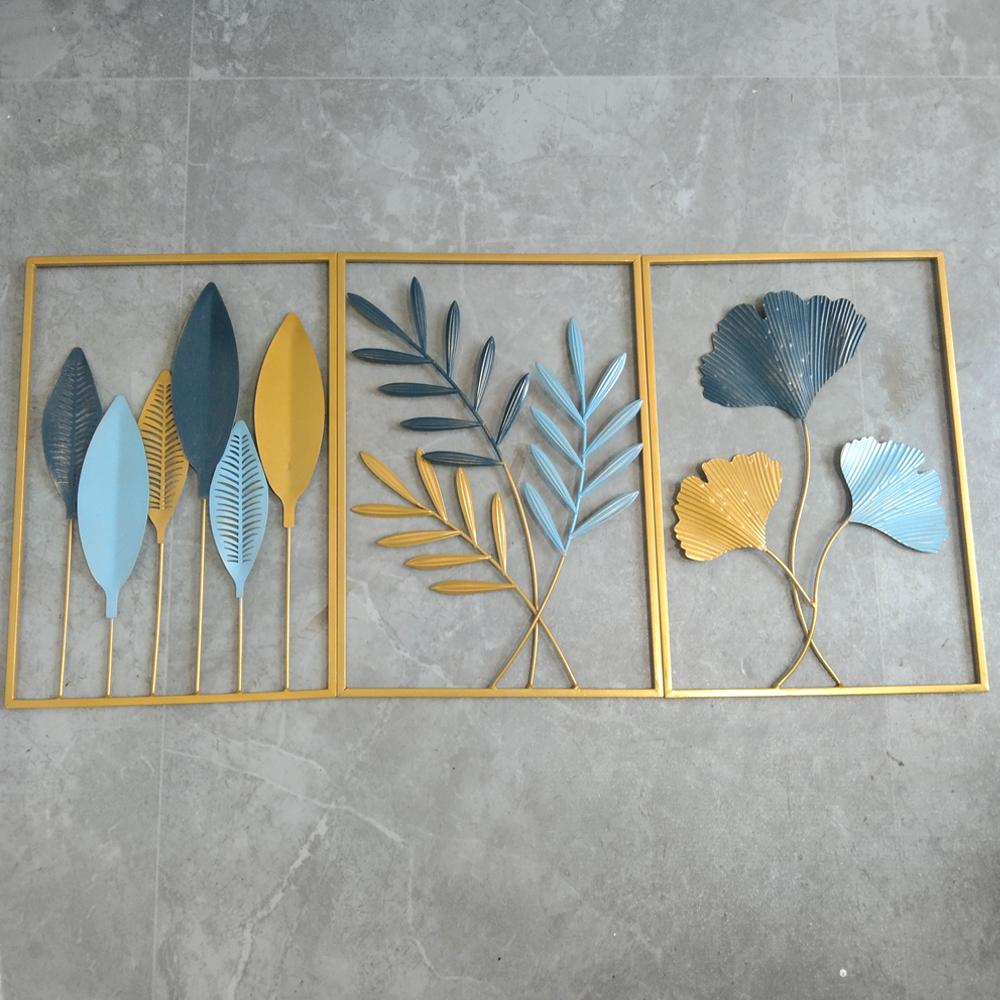 Metal Leaf Iron Wall Hanging Decor Palm Maple Leaves Plant Ginkgo Nordic Wall Pendant Mural Living Room Bedroom Home Decoration