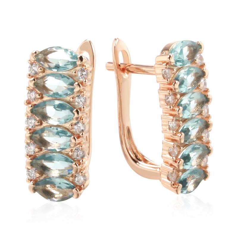 

Полный прозрачный синий циркон серьги женские роскошные ювелирные изделия свадебные аксессуары синий