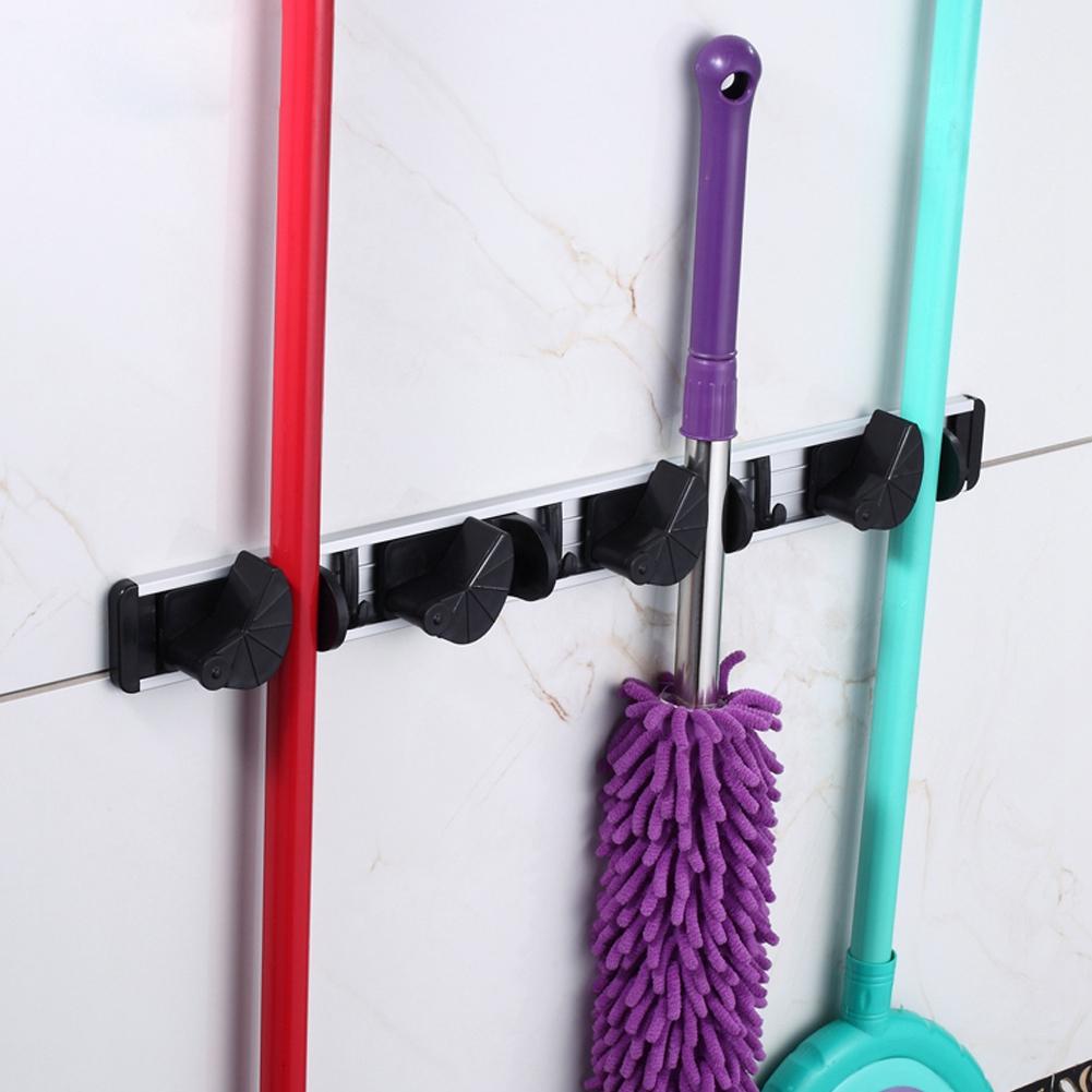 Wandmontierter Mopp Besen Halter Organizer Aufbewahrung Hängehaken für Küche Badezimmer Schrank Büro
