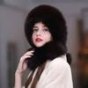 Fox Fur Hat Women Winter Scarf Hat Warm Ear Protection Cap Female Outdoor Thick Warm Fur Hats Russians Fashion Fluffy Fur Hat