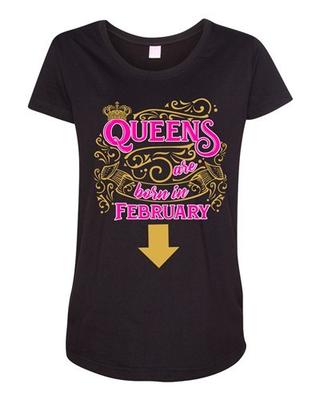 Queens Are Born In February Crown Birthday Funny Maternity DT T-Shirt Tee Unisex T-Shirt