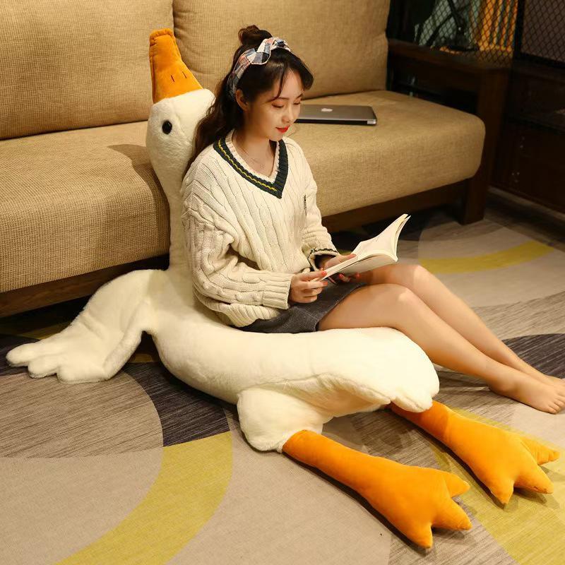 Internet celebrity big white goose plush toy sleeping soothing sleeping doll goose doll long throw pillow gift