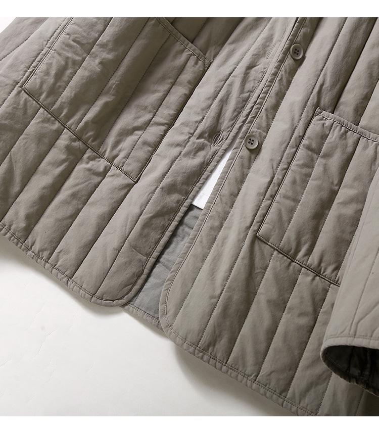 Women's 2024 Stylish Mid-Length Loose Quilted Ribbed Hooded Down Jacket