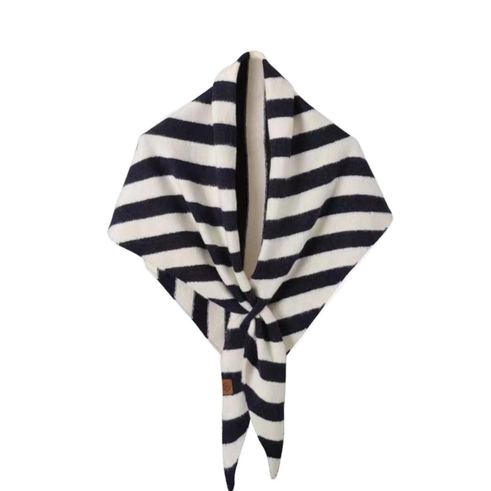 Plush Knitted Triangle Scarf Korean Style Cape Wraps Retro Striped Scarf  Autumn Winter