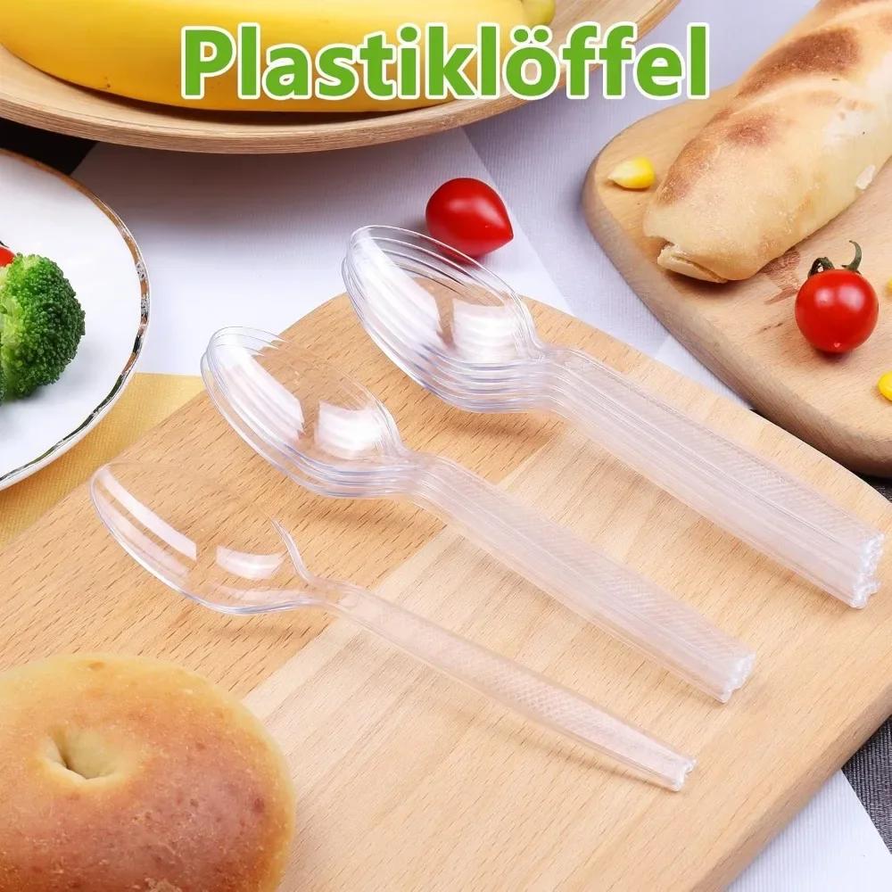 100 Stück Einweg-Plastiklöffel Plastikbesteck Klar Teelöffel Einweggeschirr für Dessert Eis Partyzubehör