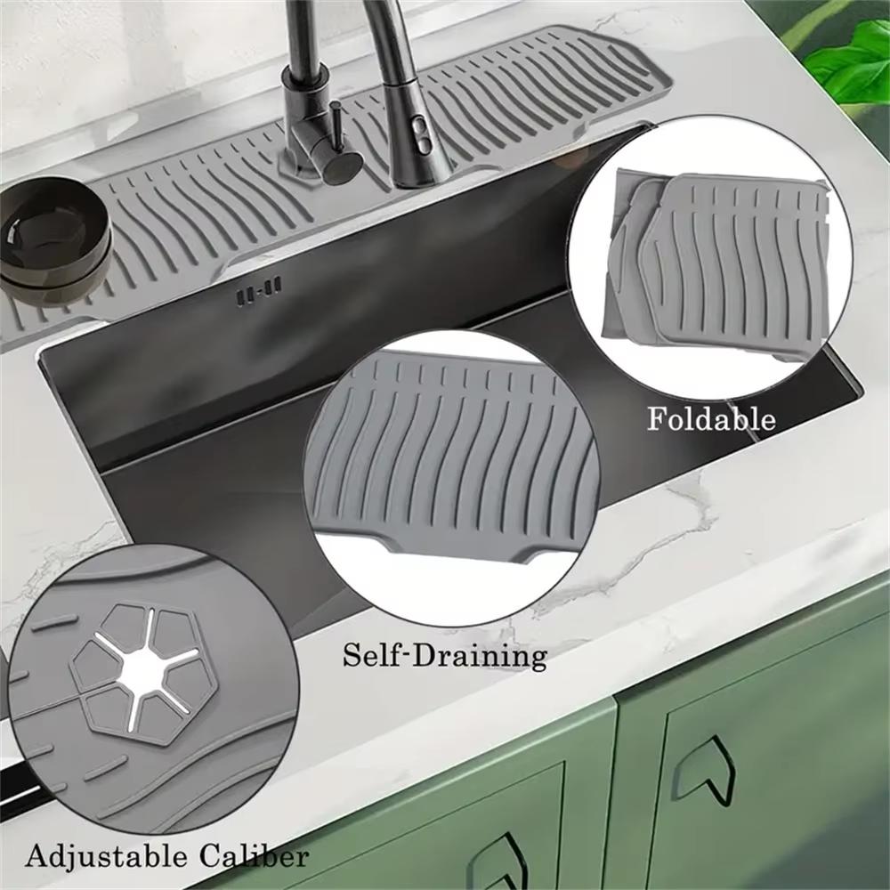 Anti-Splash Kitchen Silicone Faucet Mat Foldable Faucet Drain Pad Sink Faucet Mat  Washbasin