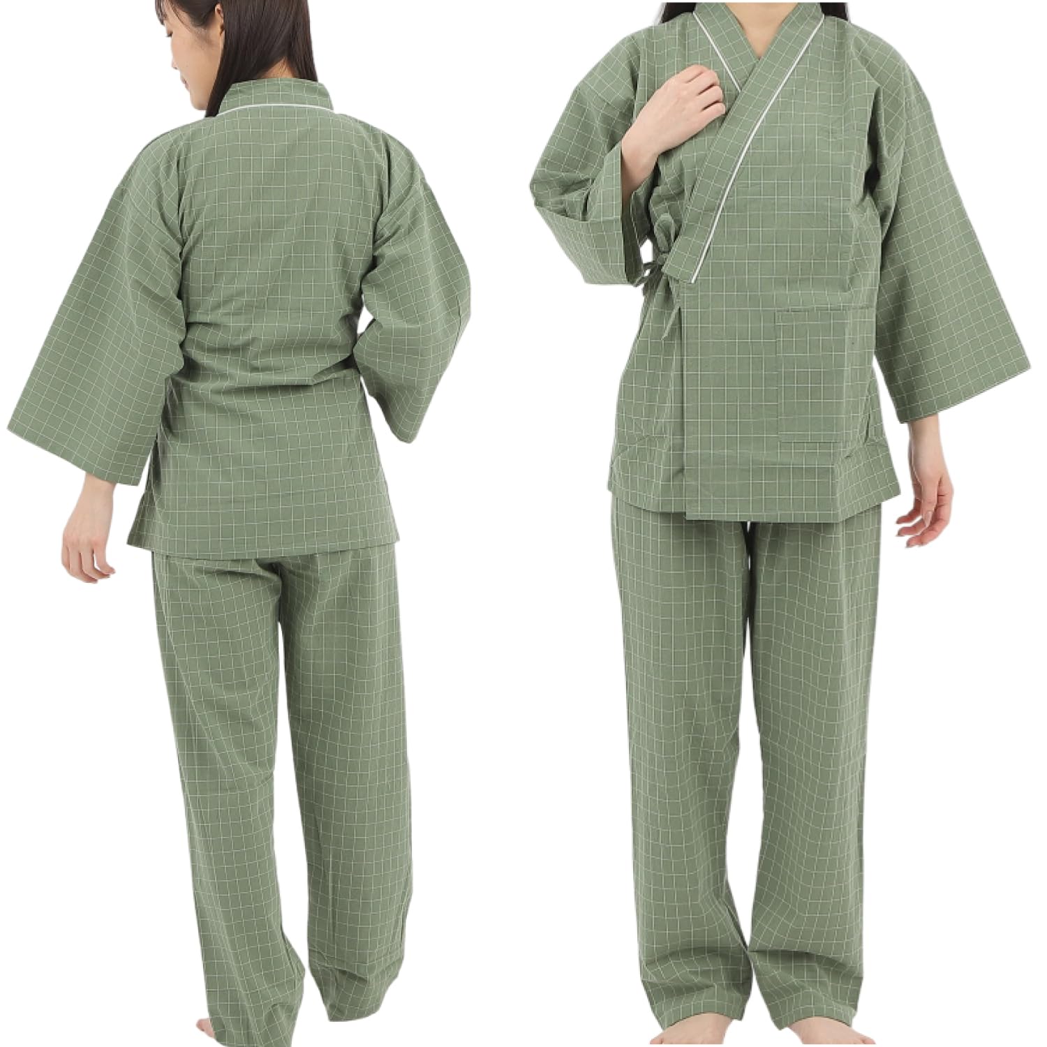 

[QQOLi] [Designed with Caregivers in Mind] Loose-fitting Samue-style Pajamas, Easy to Put On and Take Off, Top and Bottom Set, Front Opening, 100% Cot