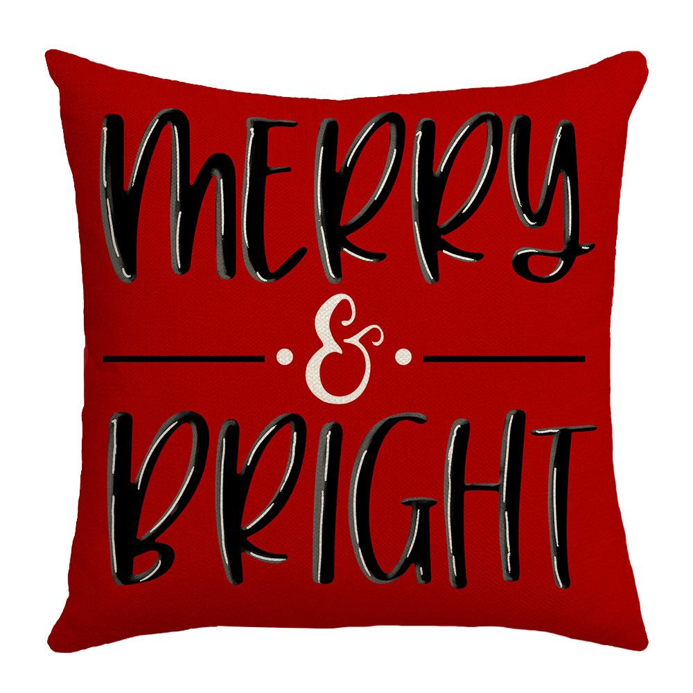 New Red Stripe Holiday Decoration Family Bell Snowman Christmas Sofa Cushion Cover Decorative Cushion