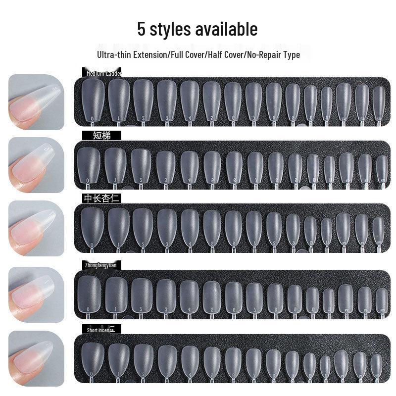 Ultra-Thin Matte Nail Art: Seamless False Nail Tips, Full/Half Cover, 240-Piece Box.