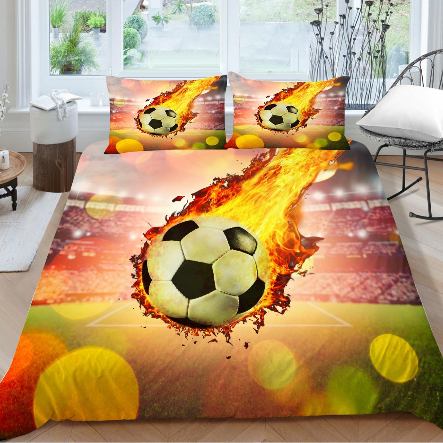 

Постельное белье двух- или трехпредметное серия «Футбол» 3D цифровая печать полиэстер EU single 135*200