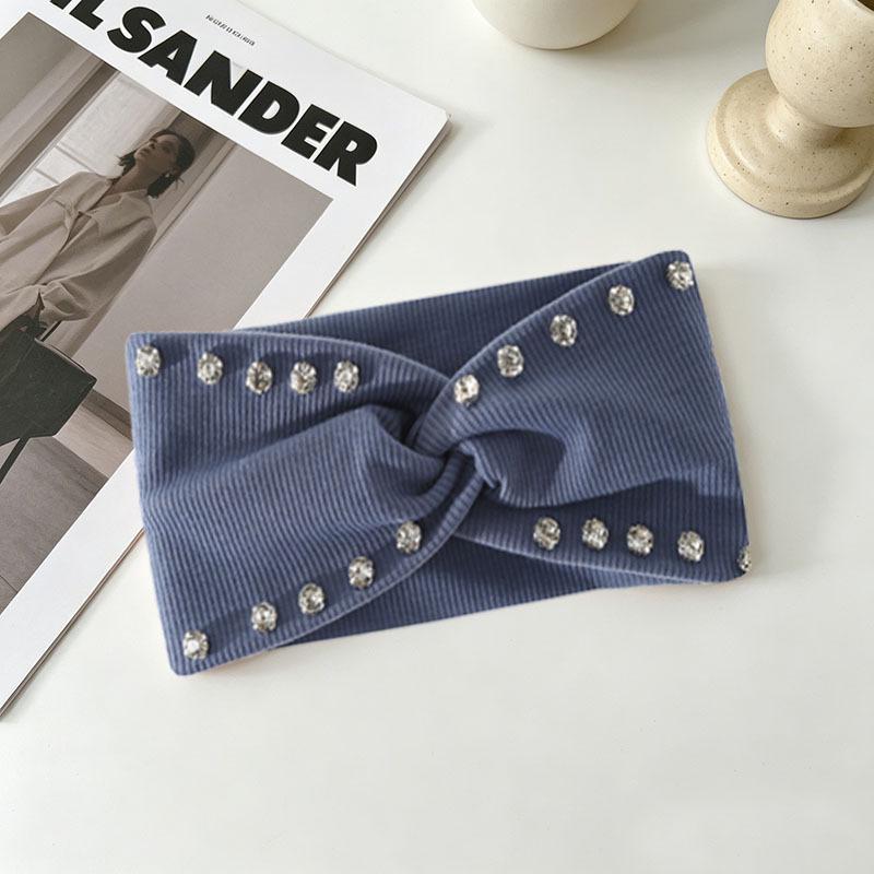 Versatile Rhinestone Elastic Headband for Face Washing & Sports - Simple, Solid Color, Sweat-Absorbing Fabric