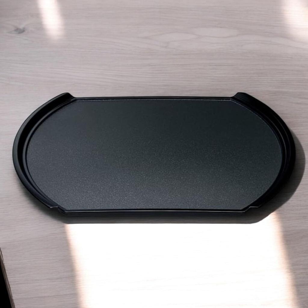 Oval Flight Tray Black ABS Made in Japan J-kitchens (43cm, Pearl, Non-Slip, Lacquerware, Resin)