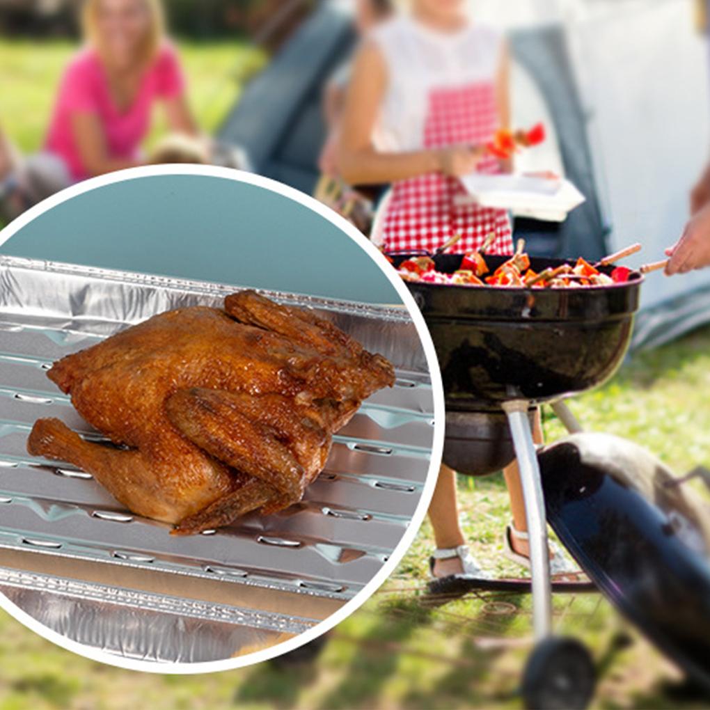 40pieces Aluminum Foil For Outdoor Cooking Disposable Aluminum Foil Barbecue Grilling Trays Safe
