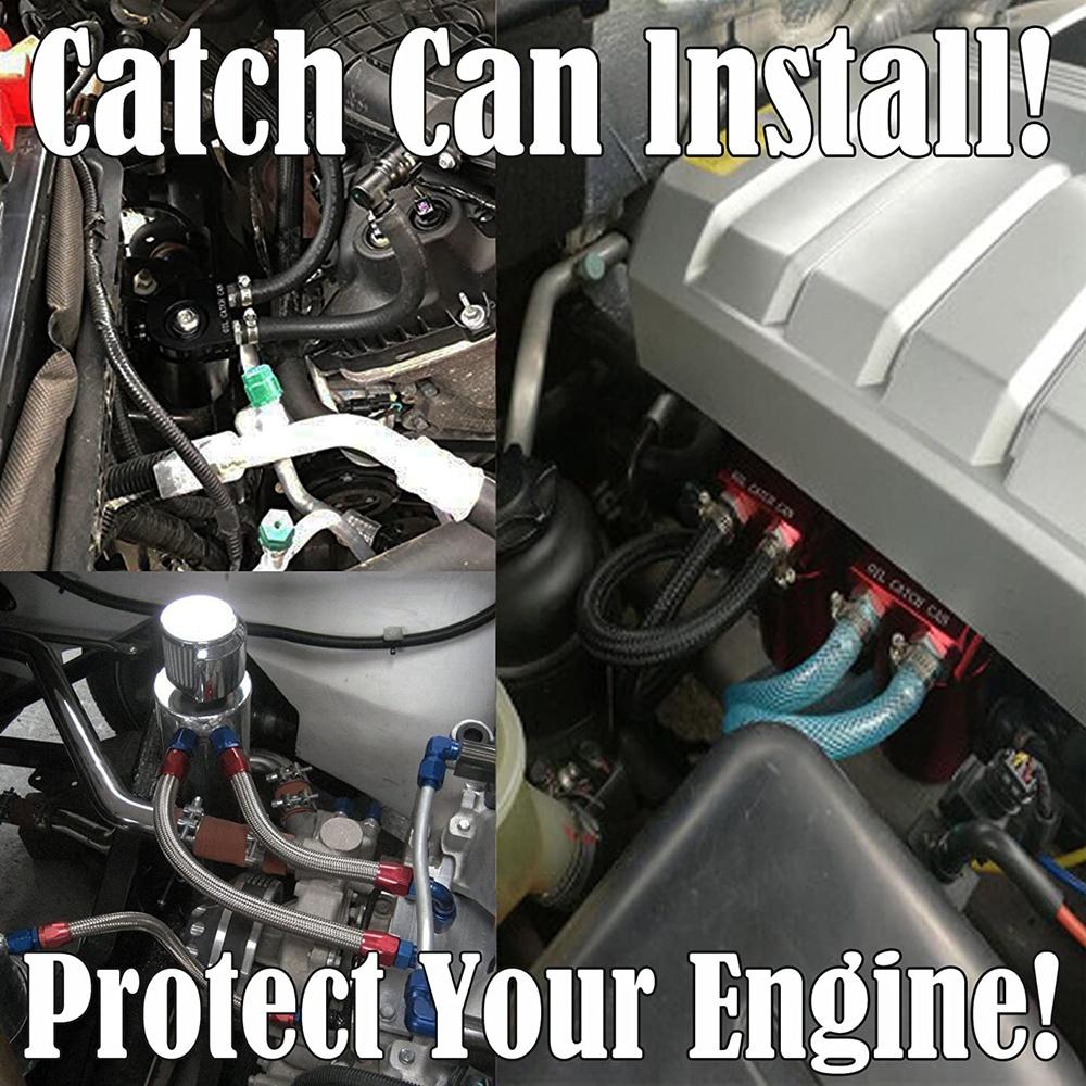 Universal 0.75L Car Oil Catch Tank Can Reservoir With Breather Car Fuel Filter Modified Parts