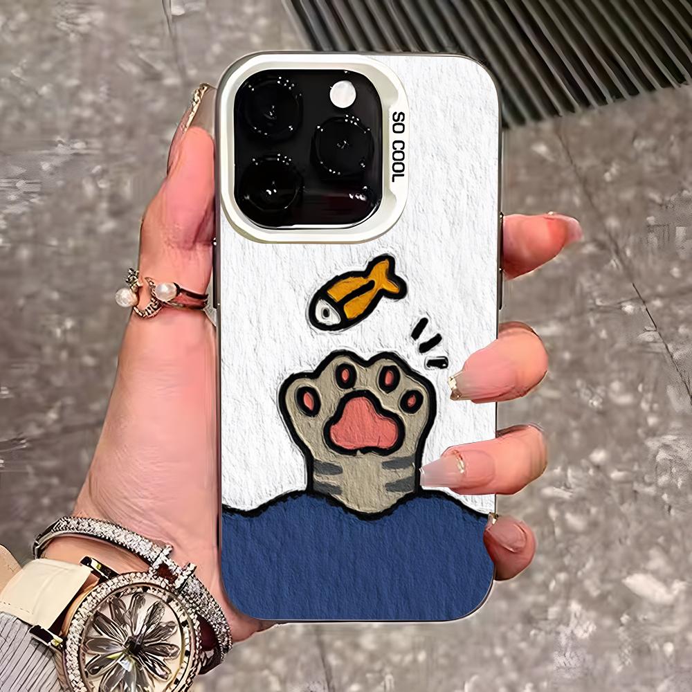 Cute Cartoon Cats And Dogs Phone Case For IPhone 17 Pro Max 16 15 14 13 11 12 Mini Xs Xr 8 Plus Se Color Silver Cover