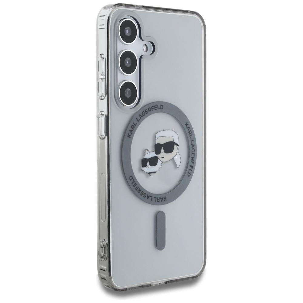 Karl Lagerfeld Button Case Karl & Choupette Heads Printed Logo Magsafe For Samsung Galaxy S25 Black
