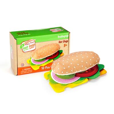DIY plstěná sada hraček Burger Simulace plstěný Hot Dog Burger Hračky na předstírání Dětský kuchyňský domeček Vzdělávací hračky Dárky