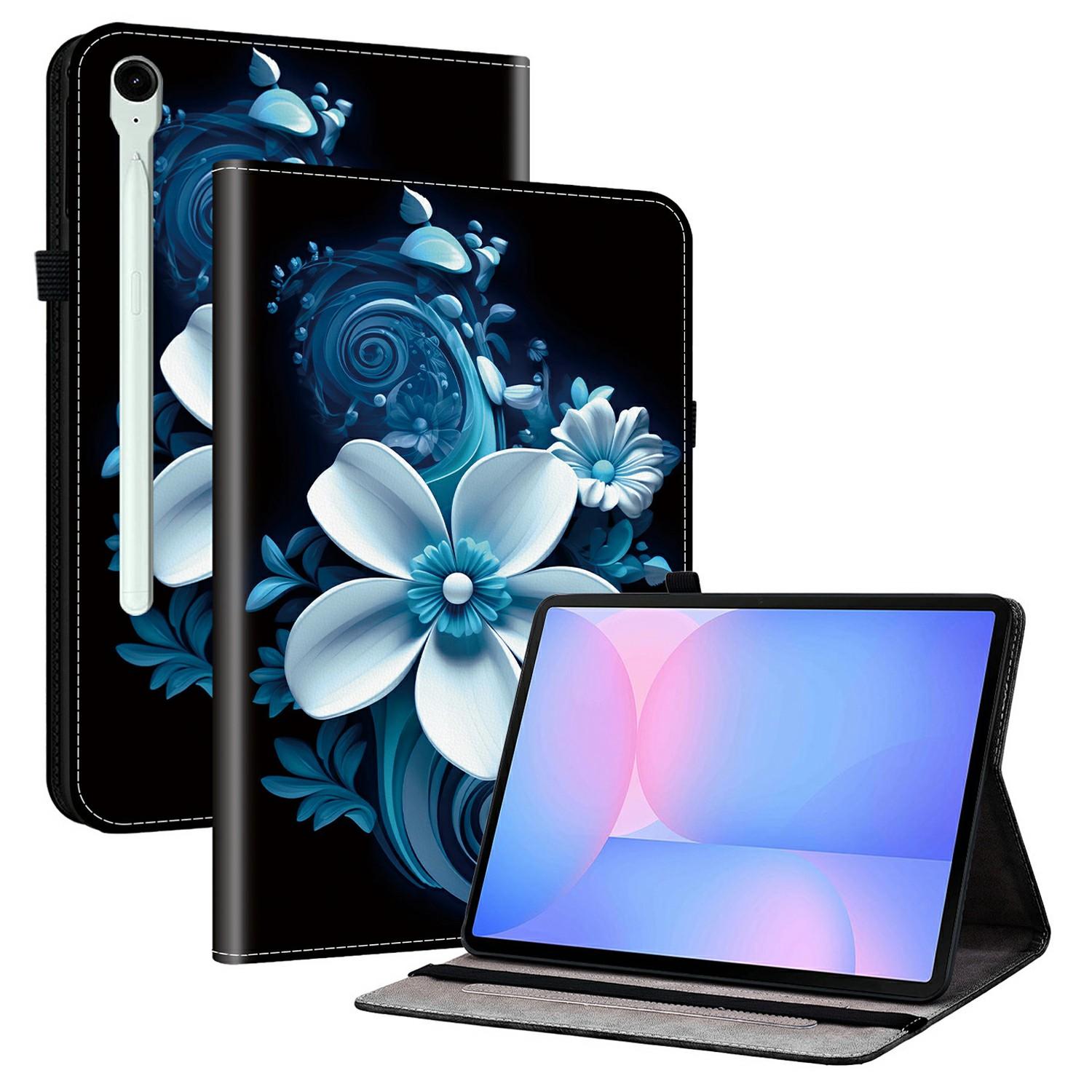 

Для Samsung Galaxy Tab S10 FE+ Шкіряний чохол з друкованим візерунком, підставка, чохол для планшета з відділеннями для карток E