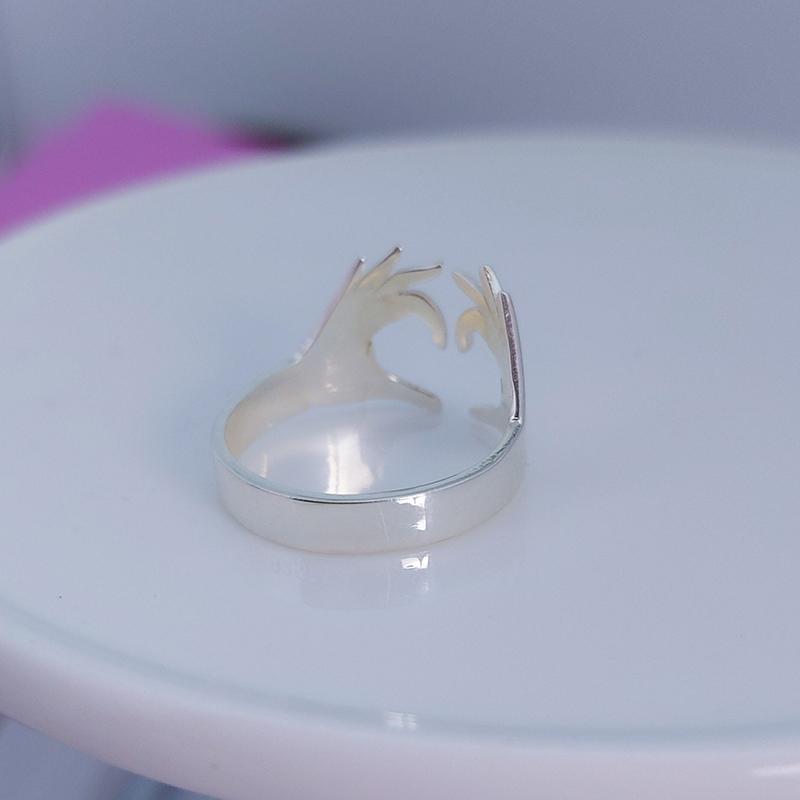 Huitan Double Hand Heart Love Couple Rings Fashionable Adjustable Opening Rings for Women/Men Hug Hands Design Trendy Jewelry
