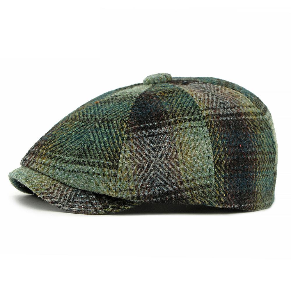 Høst Vinter Ull Gradient Åttekantet Hatt Menn Britisk Vintage Hatt Avisgutthett
