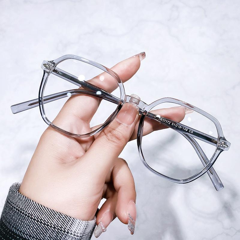 Internet Celebrity Slimming Without Makeup Tr90 Insert Transparent Frame Flat Mirror Retro Special-shaped Frame Anti-blue Optical Glasses Ultra-light