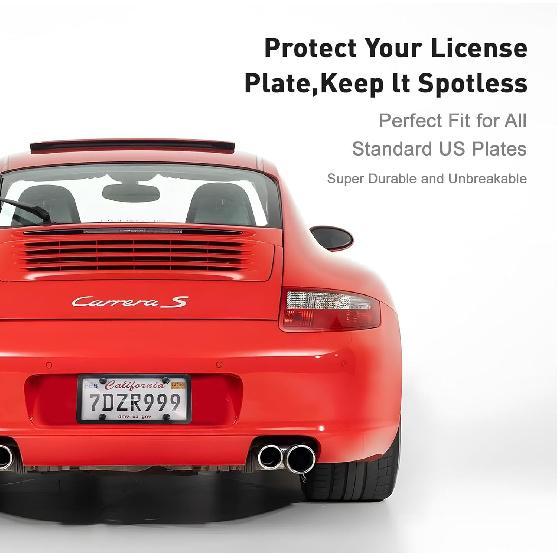 Transparent License Plate Cover And Frames, 2Pack Grey Clear Front And Rear License Plate Holder With Screws & Caps, Unbreakable Car Licence Plate