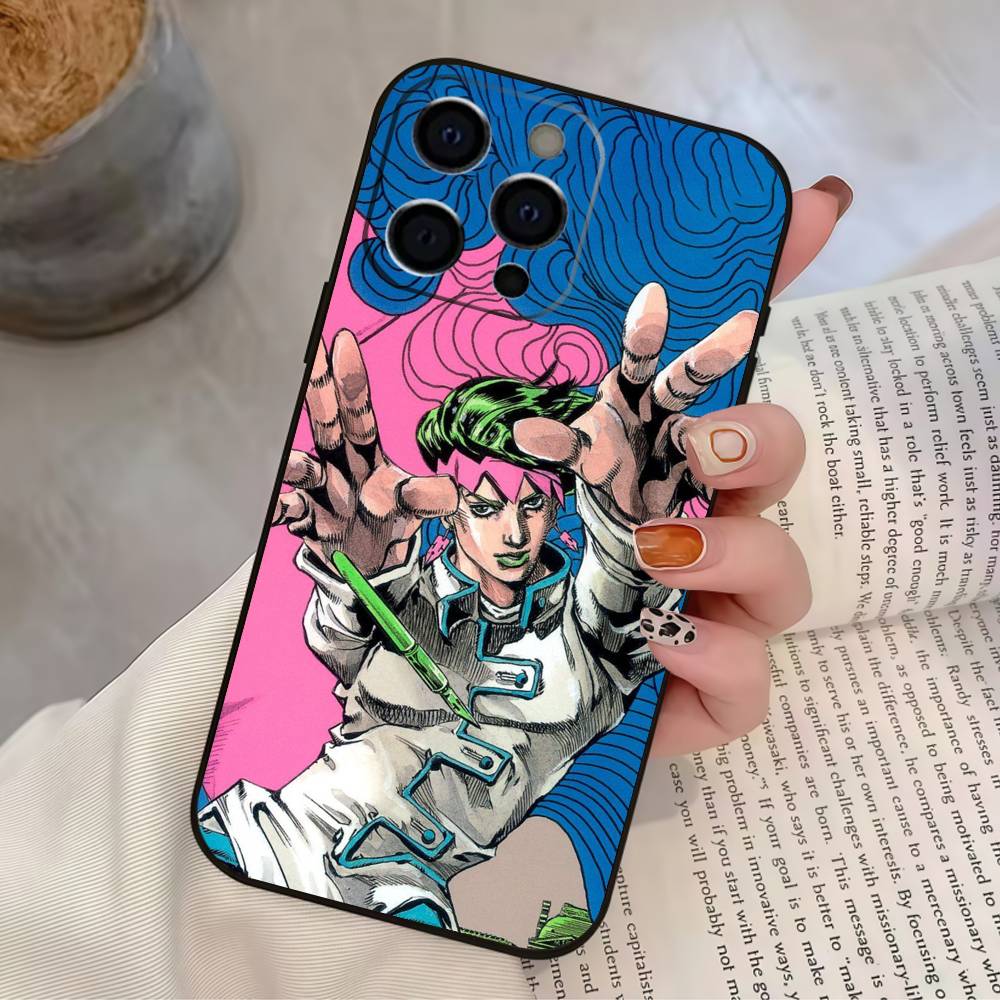 JOJOS B-Bizarres Adventures Phone Case For iPhone 17,16,15,14,13,12,11 Plus,Pro Max,XS,Soft Silicone Black Cover
