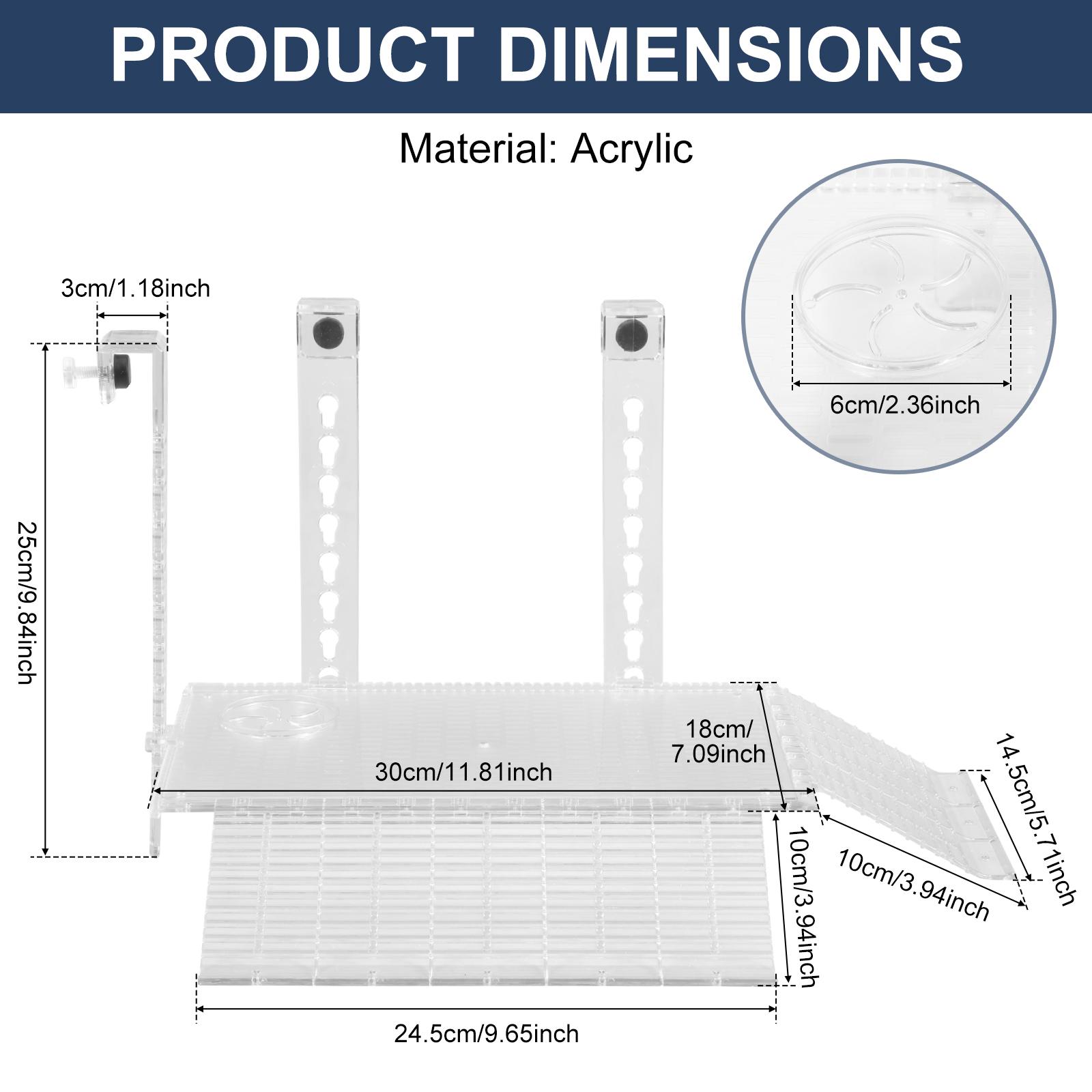 

Height Adjustable Turtle Platform Acrylic Clear Turtle Basking Platform with Feeding Area Tortoise Aquarium Fish Tank Accessory