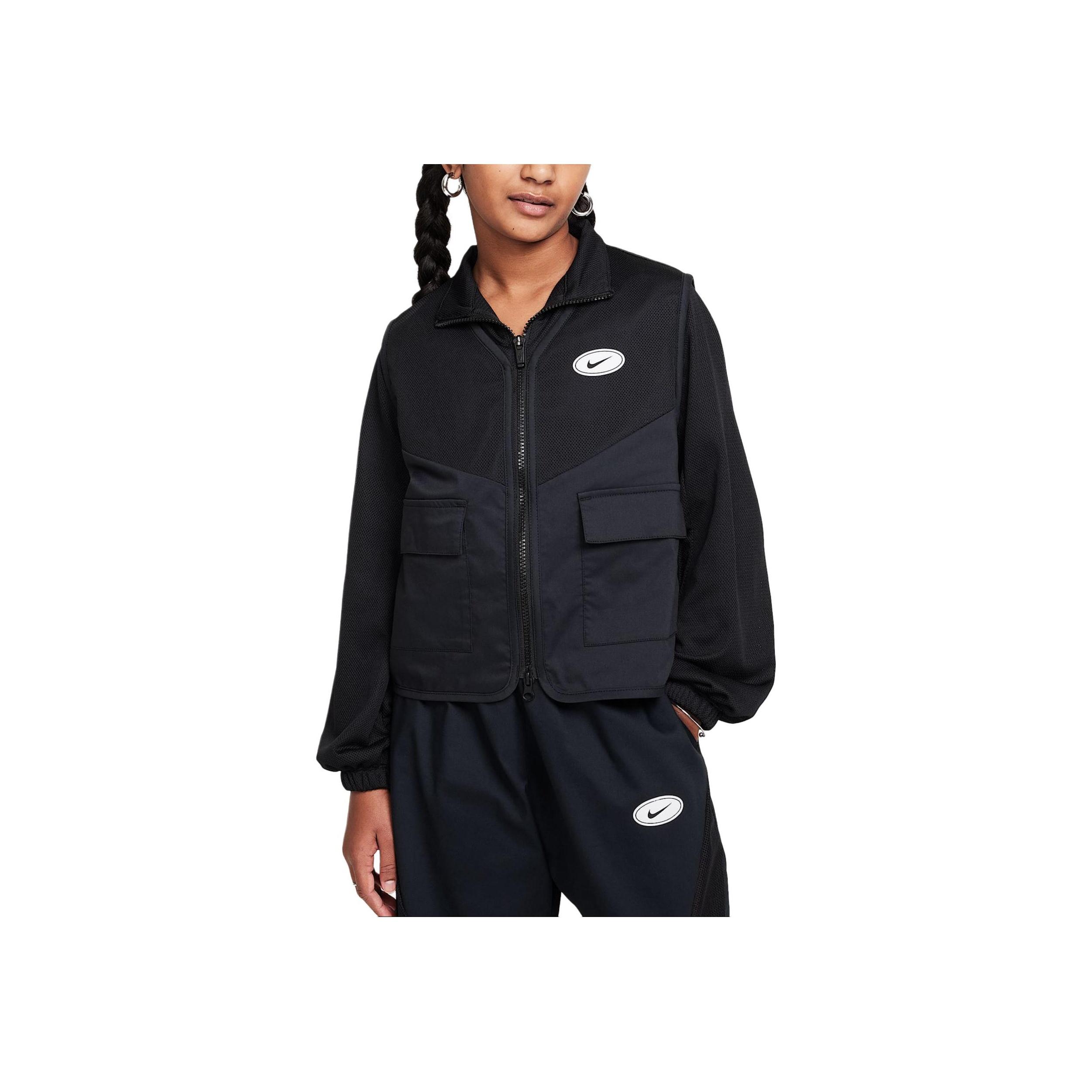 

Nike Sportswear Повседневная Простая Удобная Комфортная Кожаная Куртка Детская Куртка Черный Белый HF8205-010 S